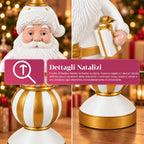 Statuetta Natalizia 76 cm in Resina, Decorazione Babbo Natale e Soldatino Schiaccianoci, Bianco o Rosso