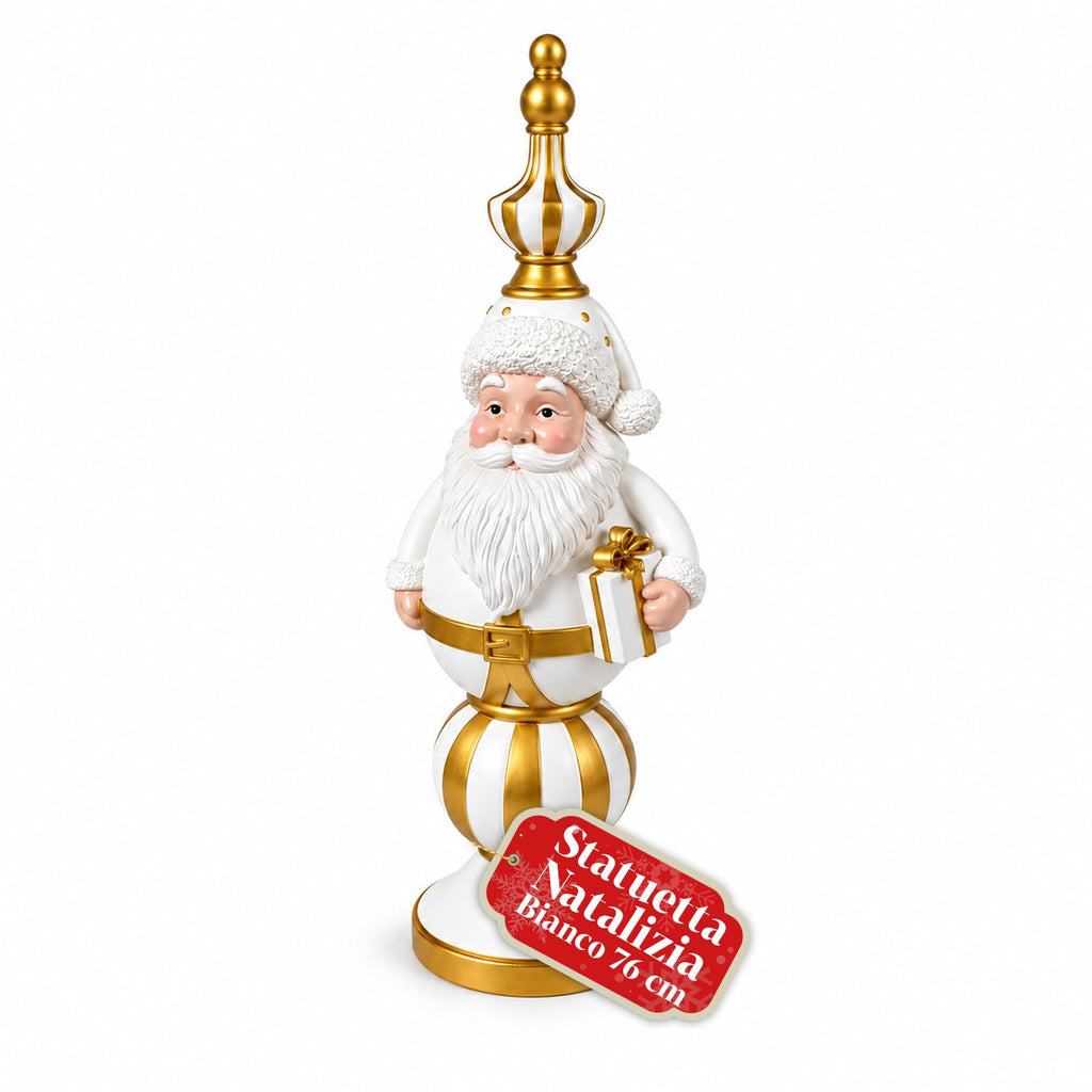 Statuetta Natalizia 76 cm in Resina, Decorazione Babbo Natale e Soldatino Schiaccianoci, Bianco o Rosso