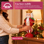 Statuetta Natalizia 76 cm in Resina, Decorazione Babbo Natale e Soldatino Schiaccianoci, Bianco o Rosso
