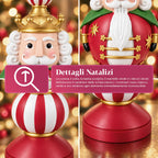 Statuetta Natalizia 76 cm in Resina, Decorazione Babbo Natale e Soldatino Schiaccianoci, Bianco o Rosso