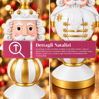 Statuetta Natalizia 76 cm in Resina, Decorazione Babbo Natale e Soldatino Schiaccianoci, Bianco o Rosso