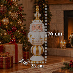 Statuetta Natalizia 76 cm in Resina, Decorazione Babbo Natale e Soldatino Schiaccianoci, Bianco o Rosso