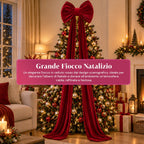 Large Red Velvet Bow 190 cm – Padded Ornament with Hook, Decoration for Door, Tree and Interiors