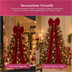 Large Red Velvet Bow 190 cm – Padded Ornament with Hook, Decoration for Door, Tree and Interiors