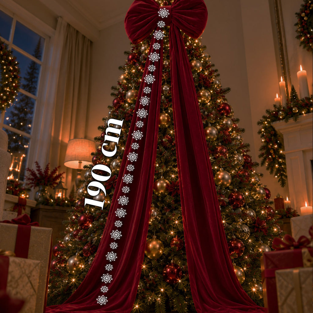 Large Red Velvet Bow 190 cm – Padded Ornament with Hook, Decoration for Door, Tree and Interiors