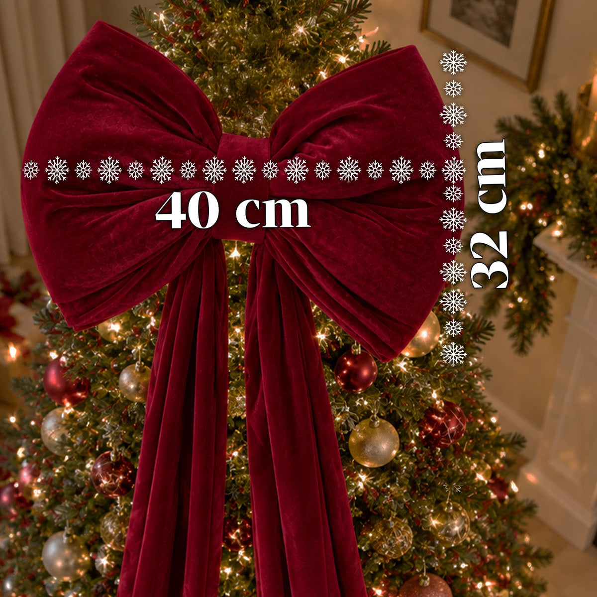 Large Red Velvet Bow 190 cm – Padded Ornament with Hook, Decoration for Door, Tree and Interiors