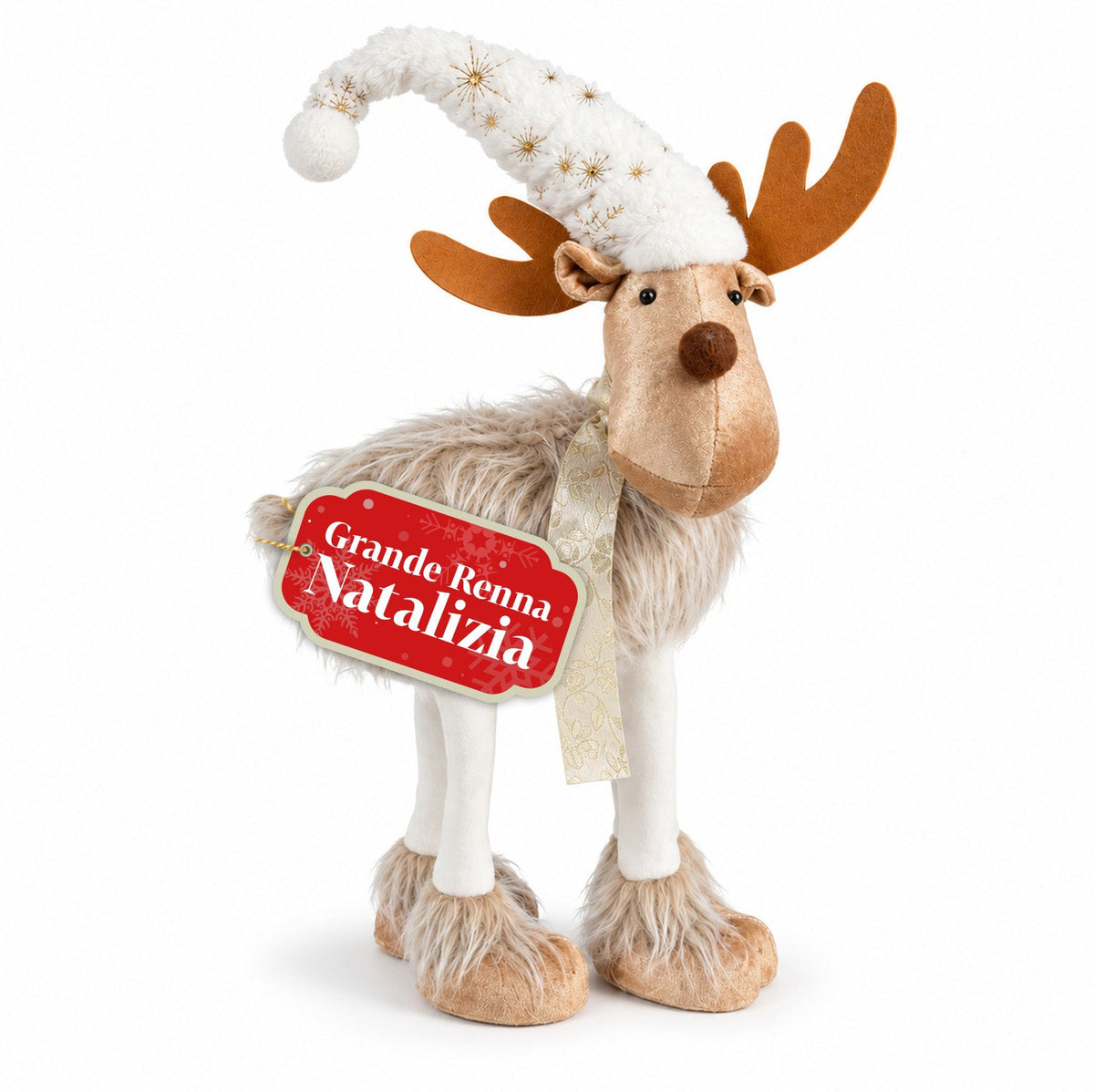 Grande Renna Natalizia 63 cm in Peluche Morbido – Decorazione Natalizia con Zampe Appesantite | 4 Colori