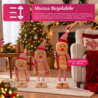 Pupazzo Pan di Zenzero Natalizio Espandibile 50-80 cm, Decorazione Natalizia in Peluche con Gambe Telescopiche, 2 Varianti