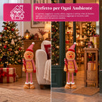 Pupazzo Pan di Zenzero Natalizio Espandibile 50-80 cm, Decorazione Natalizia in Peluche con Gambe Telescopiche, 2 Varianti