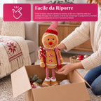 Pupazzo Pan di Zenzero Natalizio Espandibile 50-80 cm, Decorazione Natalizia in Peluche con Gambe Telescopiche, 2 Varianti