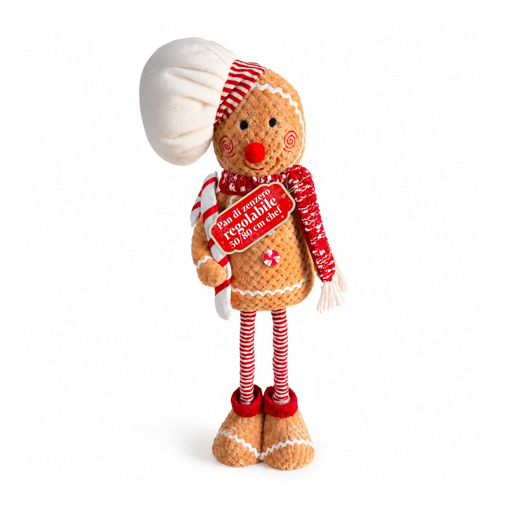 Pupazzo Pan di Zenzero Natalizio Espandibile 50-80 cm, Decorazione Natalizia in Peluche con Gambe Telescopiche, 2 Varianti