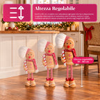 Pupazzo Pan di Zenzero Natalizio Espandibile 50-80 cm, Decorazione Natalizia in Peluche con Gambe Telescopiche, 2 Varianti