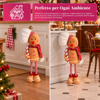 Pupazzo Pan di Zenzero Natalizio Espandibile 50-80 cm, Decorazione Natalizia in Peluche con Gambe Telescopiche, 2 Varianti