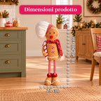 Pupazzo Pan di Zenzero Natalizio Espandibile 50-80 cm, Decorazione Natalizia in Peluche con Gambe Telescopiche, 2 Varianti