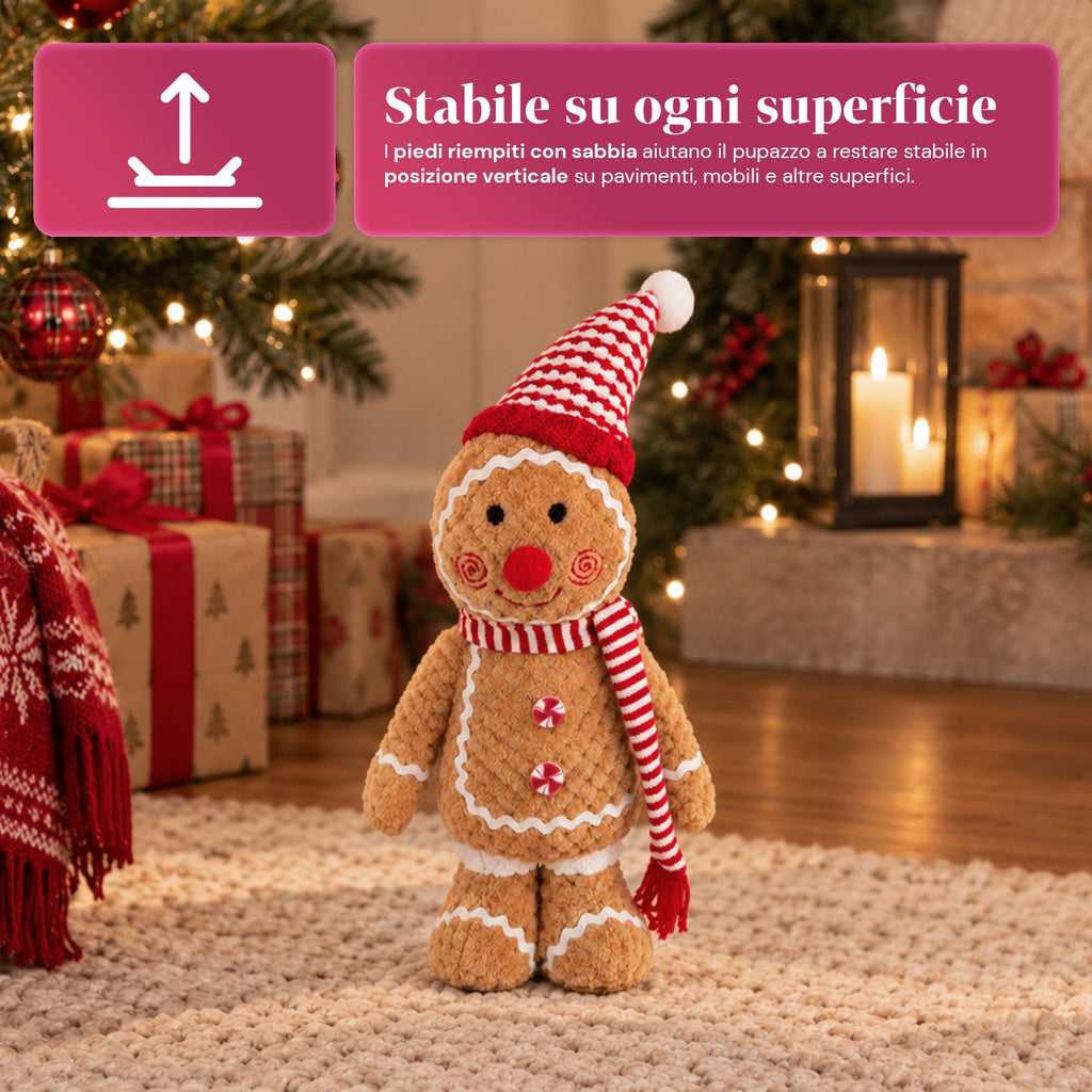 Gingerbread Man Plush Toy 30 and 40 cm – Christmas Decoration with Chef Hat or Christmas Beanie