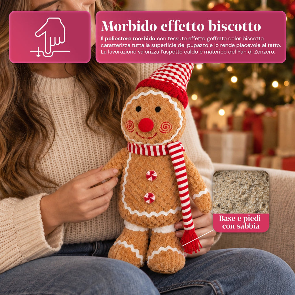 Gingerbread Man Plush Toy 30 and 40 cm – Christmas Decoration with Chef Hat or Christmas Beanie