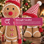Gingerbread Man Plush Toy 30 and 40 cm – Christmas Decoration with Chef Hat or Christmas Beanie