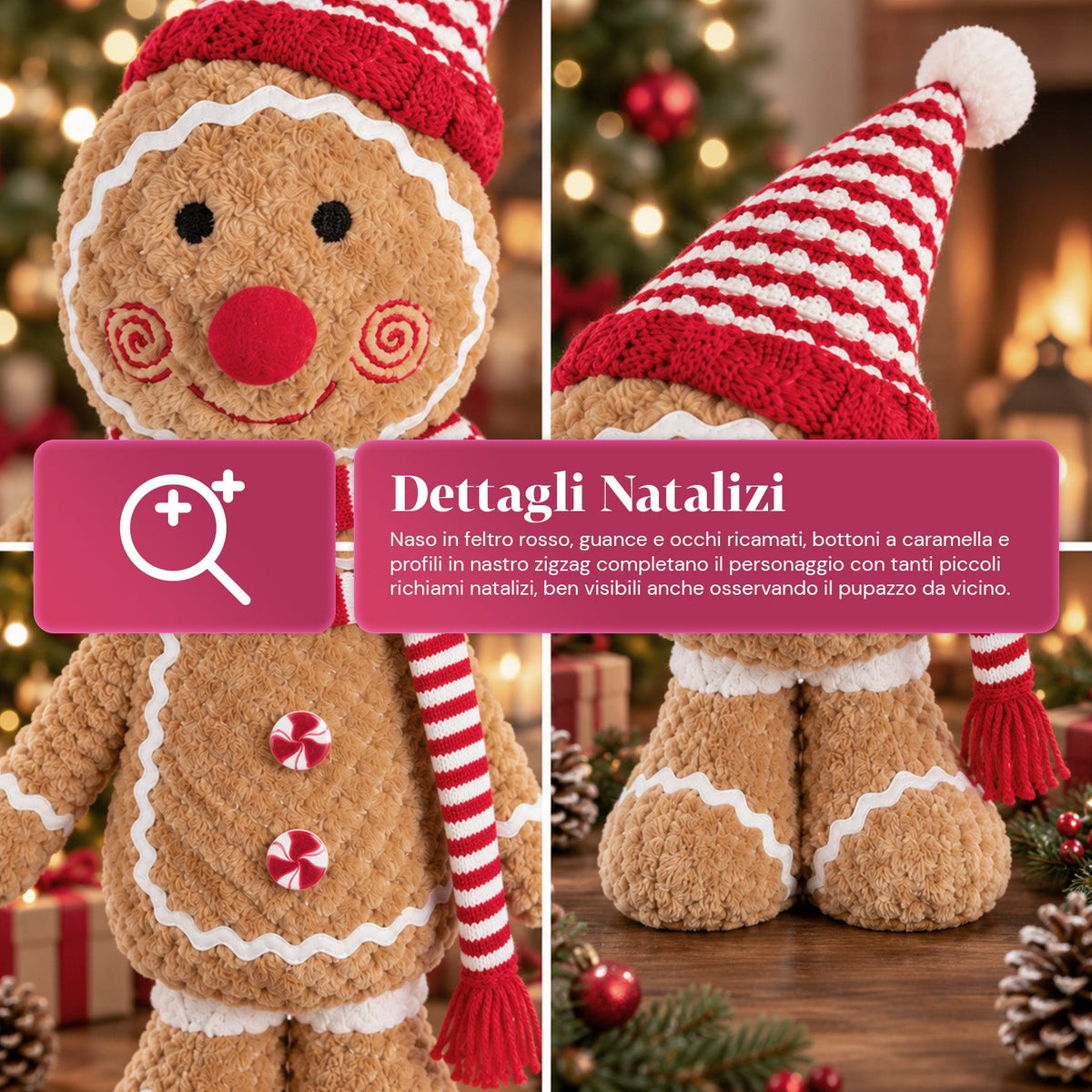 Gingerbread Man Plush Toy 30 and 40 cm – Christmas Decoration with Chef Hat or Christmas Beanie