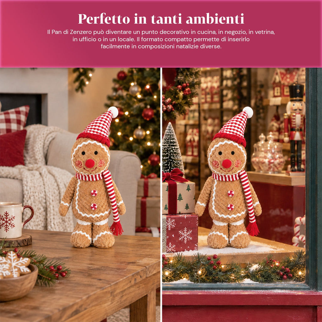 Gingerbread Man Plush Toy 30 and 40 cm – Christmas Decoration with Chef Hat or Christmas Beanie
