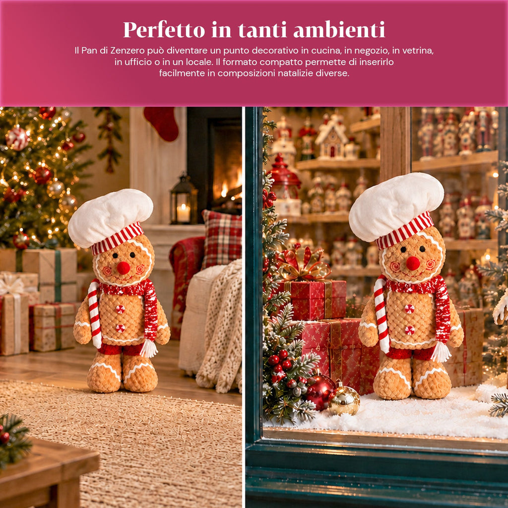 Gingerbread Man Plush Toy 30 and 40 cm – Christmas Decoration with Chef Hat or Christmas Beanie