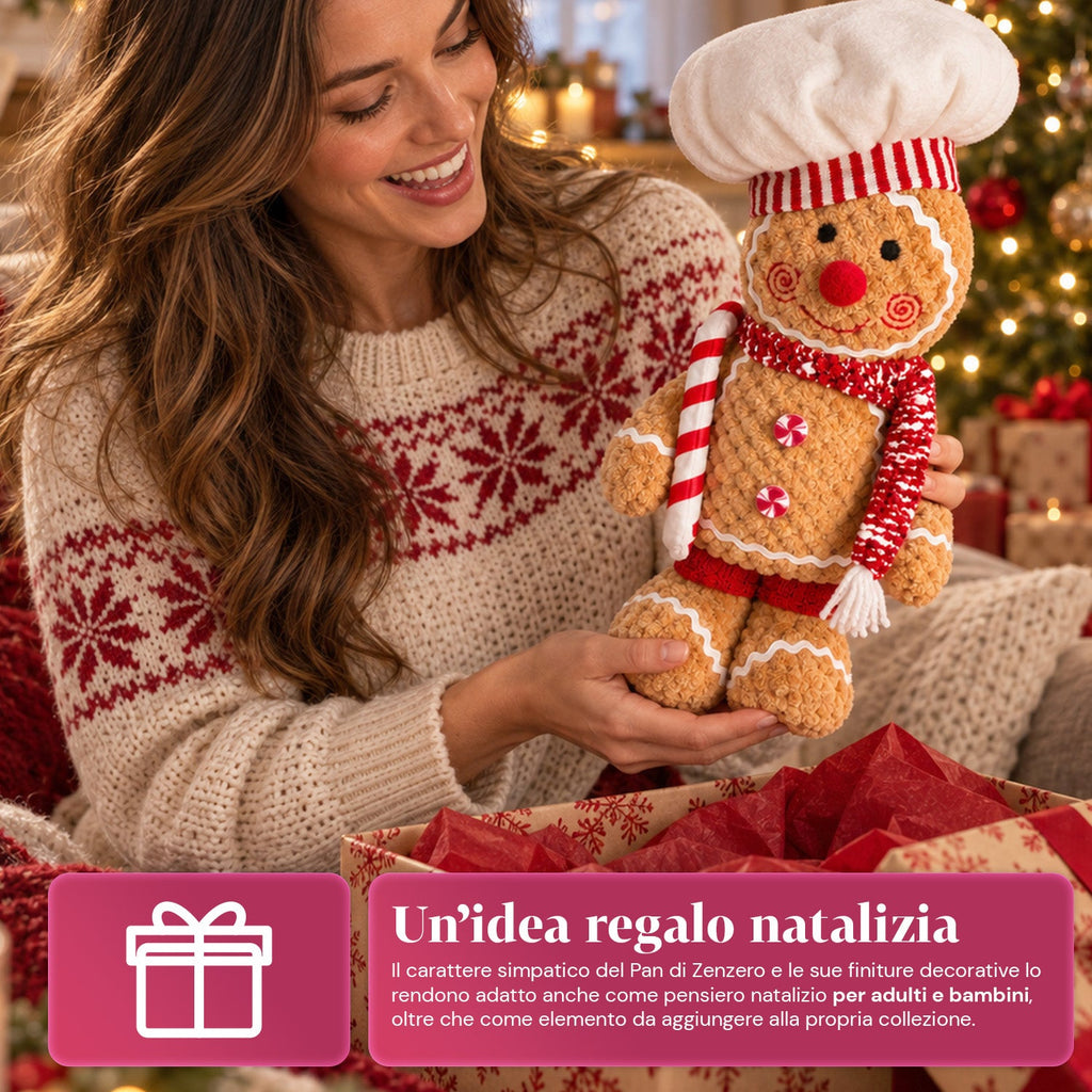 Gingerbread Man Plush Toy 30 and 40 cm – Christmas Decoration with Chef Hat or Christmas Beanie