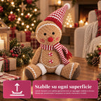 Gingerbread Man Plush Toy 30 and 40 cm – Christmas Decoration with Chef Hat or Christmas Beanie