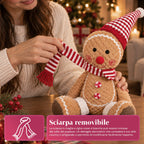 Gingerbread Man Plush Toy 30 and 40 cm – Christmas Decoration with Chef Hat or Christmas Beanie
