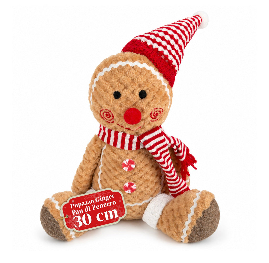 Gingerbread Man Plush Toy 30 and 40 cm – Christmas Decoration with Chef Hat or Christmas Beanie