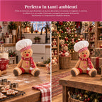 Gingerbread Man Plush Toy 30 and 40 cm – Christmas Decoration with Chef Hat or Christmas Beanie