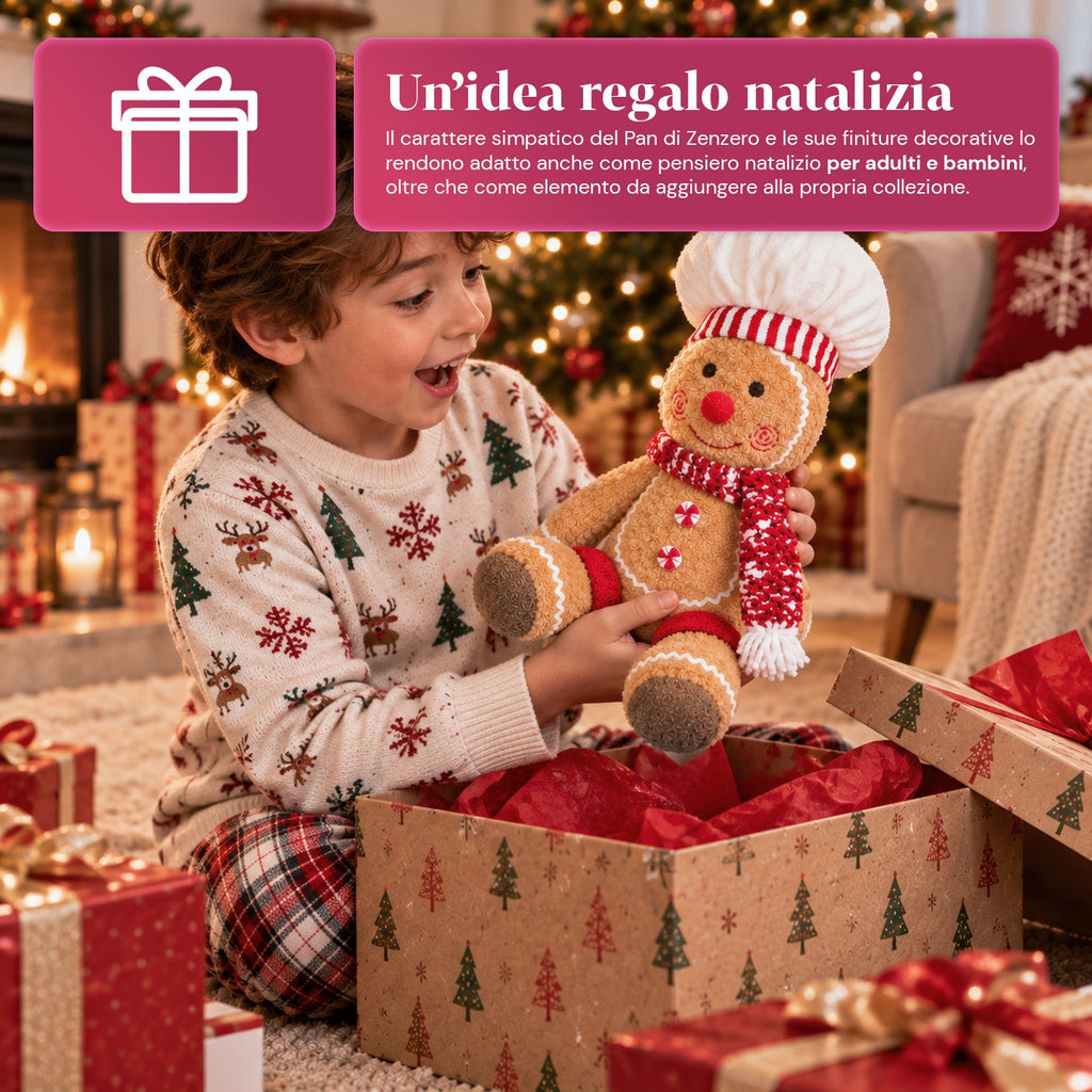 Gingerbread Man Plush Toy 30 and 40 cm – Christmas Decoration with Chef Hat or Christmas Beanie