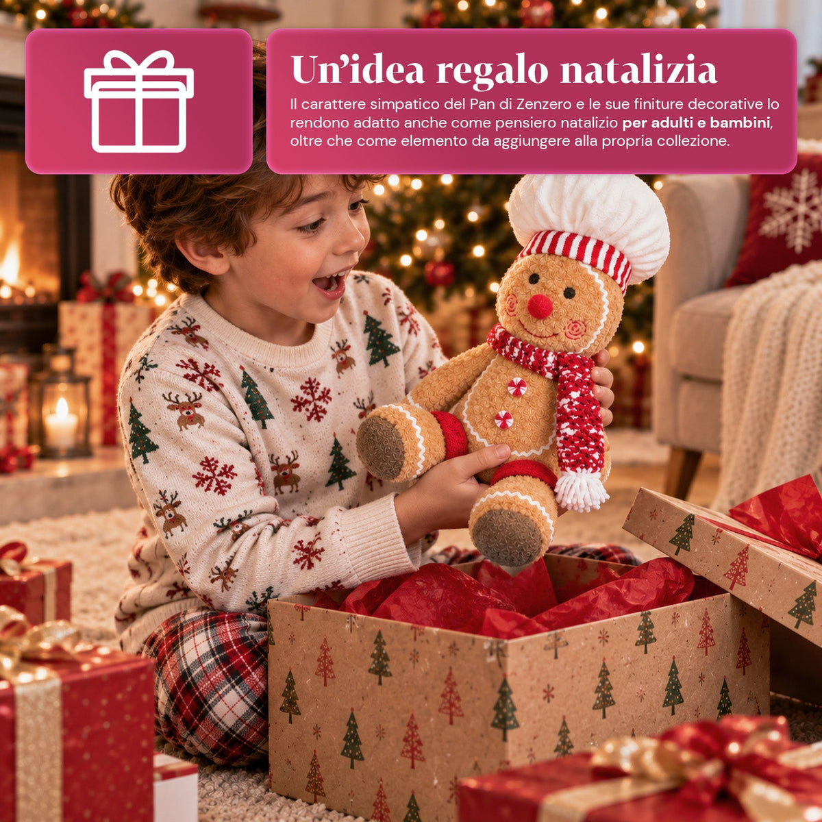 Gingerbread Man Plush Toy 30 and 40 cm – Christmas Decoration with Chef Hat or Christmas Beanie