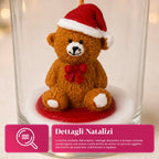 Candela natalizia in bicchiere di vetro da 7 cm con orsetti assortiti