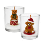 Candela natalizia in bicchiere di vetro da 7 cm con orsetti assortiti