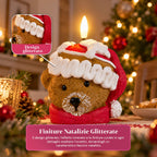 Candela Natalizia LED a Batteria in 3 Varianti – Babbo Natale con Albero, Orsetto e Faccina d'Orso, Fiamma Effetto Reale, Decorazione Natalizia