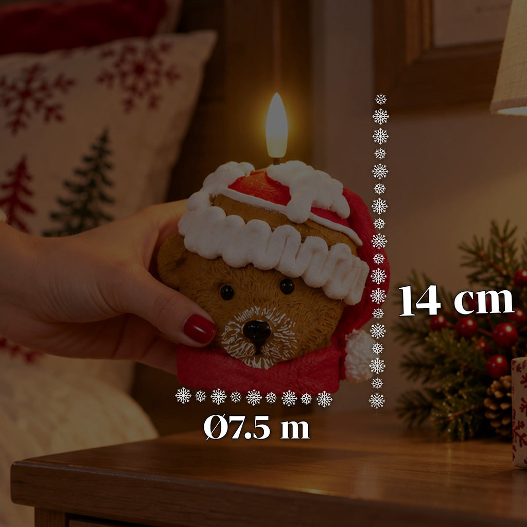 Candela Natalizia LED a Batteria in 3 Varianti – Babbo Natale con Albero, Orsetto e Faccina d'Orso, Fiamma Effetto Reale, Decorazione Natalizia