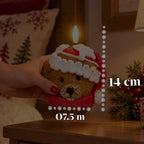 Candela Natalizia LED a Batteria in 3 Varianti – Babbo Natale con Albero, Orsetto e Faccina d'Orso, Fiamma Effetto Reale, Decorazione Natalizia
