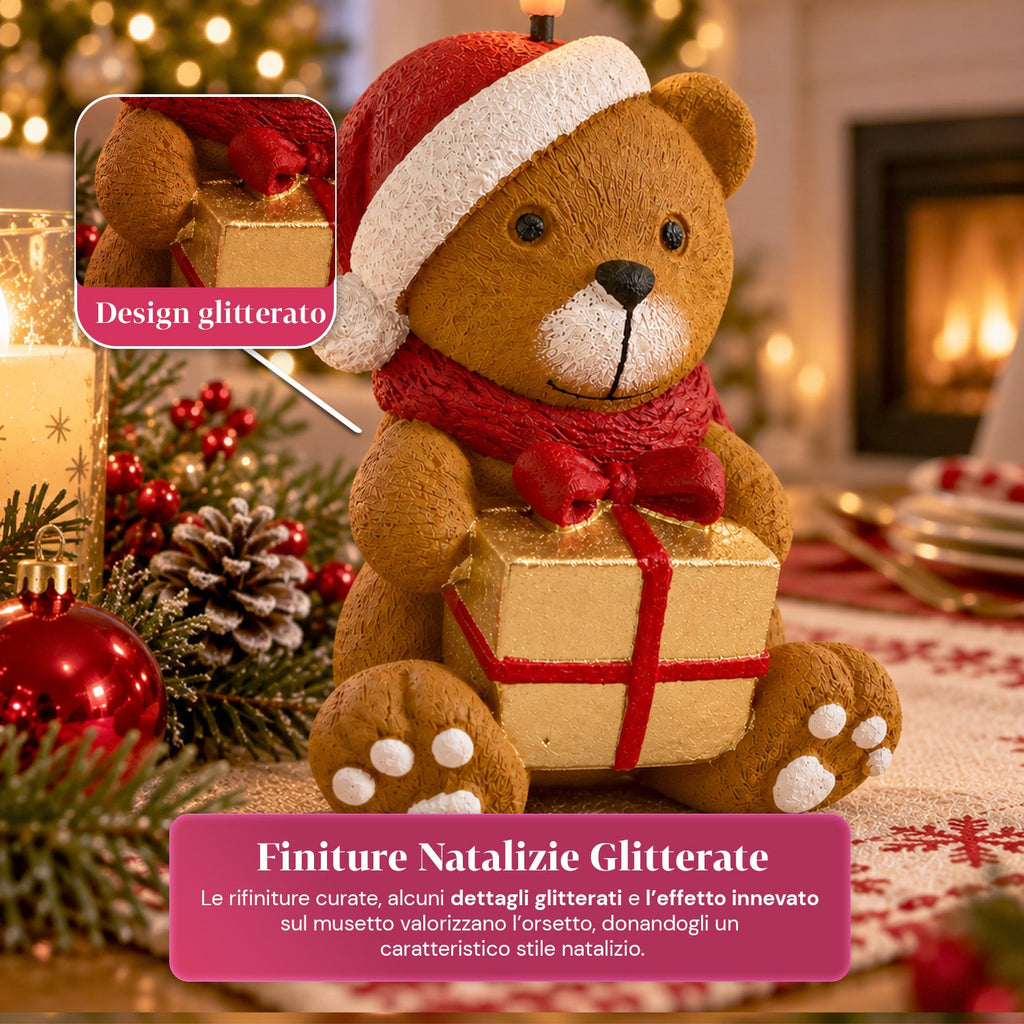Candela Natalizia LED a Batteria in 3 Varianti – Babbo Natale con Albero, Orsetto e Faccina d'Orso, Fiamma Effetto Reale, Decorazione Natalizia