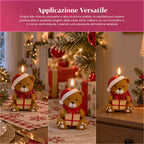 Candela Natalizia LED a Batteria in 3 Varianti – Babbo Natale con Albero, Orsetto e Faccina d'Orso, Fiamma Effetto Reale, Decorazione Natalizia