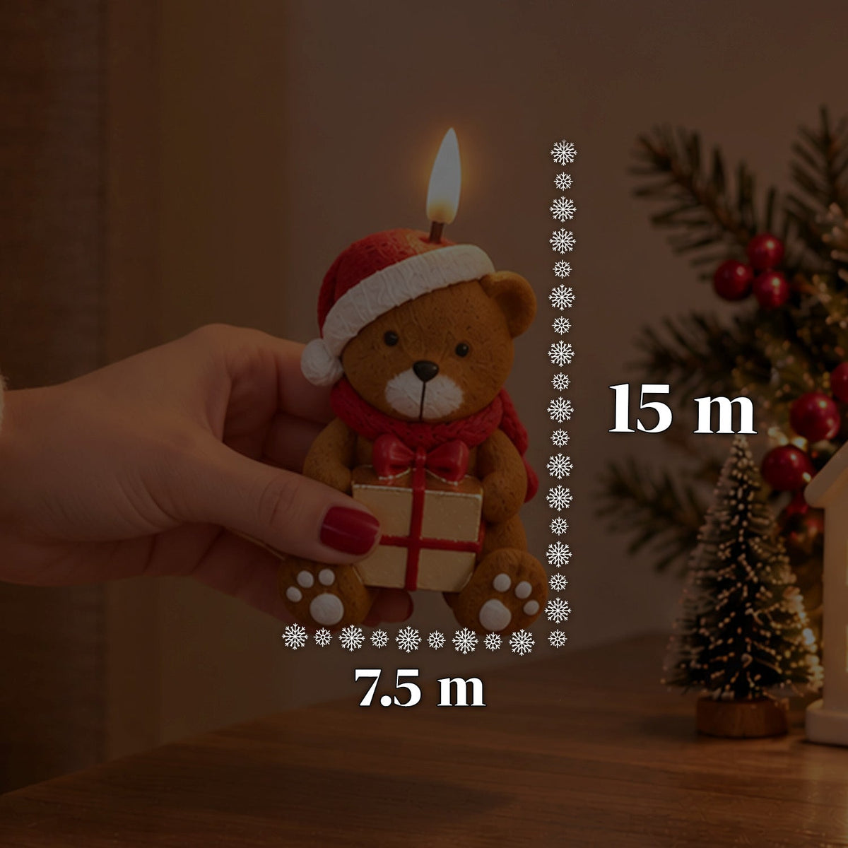 Candela Natalizia LED a Batteria in 3 Varianti – Babbo Natale con Albero, Orsetto e Faccina d'Orso, Fiamma Effetto Reale, Decorazione Natalizia