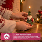 Candela Natalizia LED a Batteria in 3 Varianti – Babbo Natale con Albero, Orsetto e Faccina d'Orso, Fiamma Effetto Reale, Decorazione Natalizia