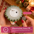 Candela Natalizia LED a Batteria in 3 Varianti – Babbo Natale con Albero, Orsetto e Faccina d'Orso, Fiamma Effetto Reale, Decorazione Natalizia