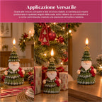 Candela Natalizia LED a Batteria in 3 Varianti – Babbo Natale con Albero, Orsetto e Faccina d'Orso, Fiamma Effetto Reale, Decorazione Natalizia