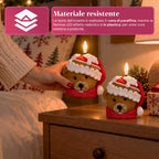 Candela Natalizia LED a Batteria in 3 Varianti – Babbo Natale con Albero, Orsetto e Faccina d'Orso, Fiamma Effetto Reale, Decorazione Natalizia