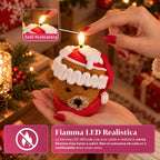 Candela Natalizia LED a Batteria in 3 Varianti – Babbo Natale con Albero, Orsetto e Faccina d'Orso, Fiamma Effetto Reale, Decorazione Natalizia