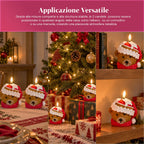 Candela Natalizia LED a Batteria in 3 Varianti – Babbo Natale con Albero, Orsetto e Faccina d'Orso, Fiamma Effetto Reale, Decorazione Natalizia