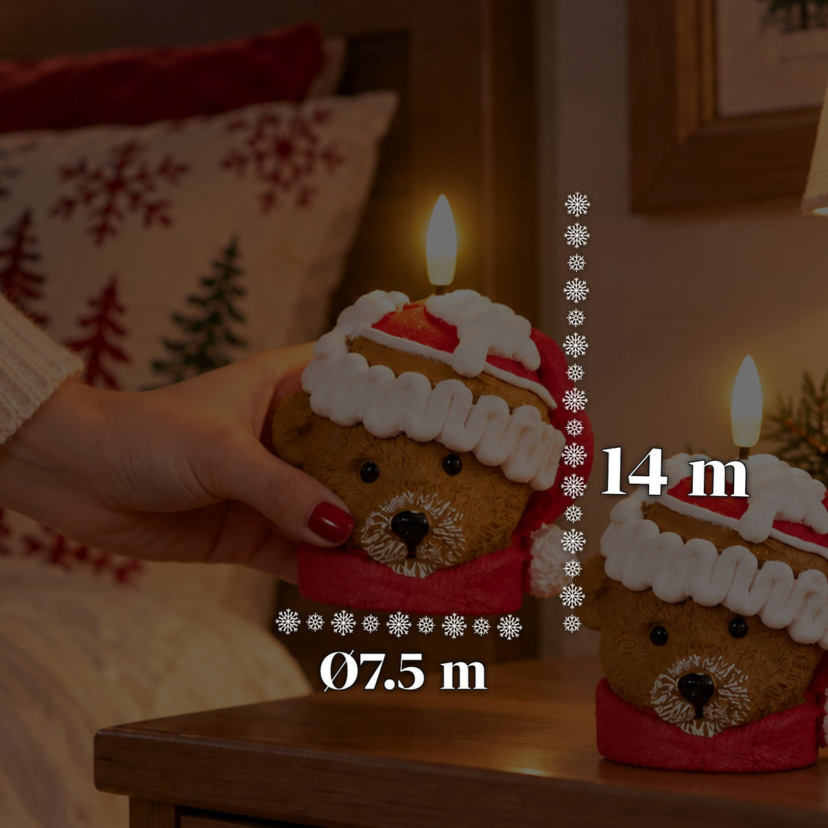 Candela Natalizia LED a Batteria in 3 Varianti – Babbo Natale con Albero, Orsetto e Faccina d'Orso, Fiamma Effetto Reale, Decorazione Natalizia