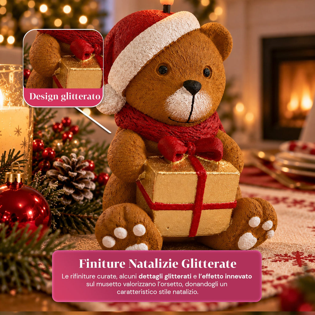 Candela Natalizia LED a Batteria in 3 Varianti – Babbo Natale con Albero, Orsetto e Faccina d'Orso, Fiamma Effetto Reale, Decorazione Natalizia