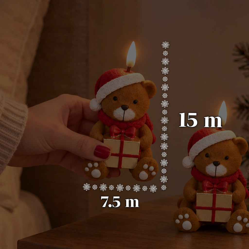 Candela Natalizia LED a Batteria in 3 Varianti – Babbo Natale con Albero, Orsetto e Faccina d'Orso, Fiamma Effetto Reale, Decorazione Natalizia