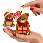 Candela Natalizia LED a Batteria in 3 Varianti – Babbo Natale con Albero, Orsetto e Faccina d'Orso, Fiamma Effetto Reale, Decorazione Natalizia