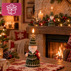 Candela Natalizia LED a Batteria in 3 Varianti – Babbo Natale con Albero, Orsetto e Faccina d'Orso, Fiamma Effetto Reale, Decorazione Natalizia